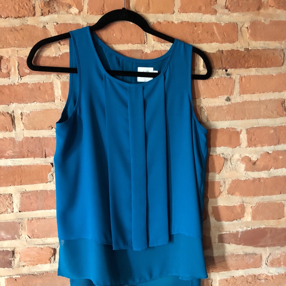 Anthropologie Sleeveless Pleated Teal Blouse